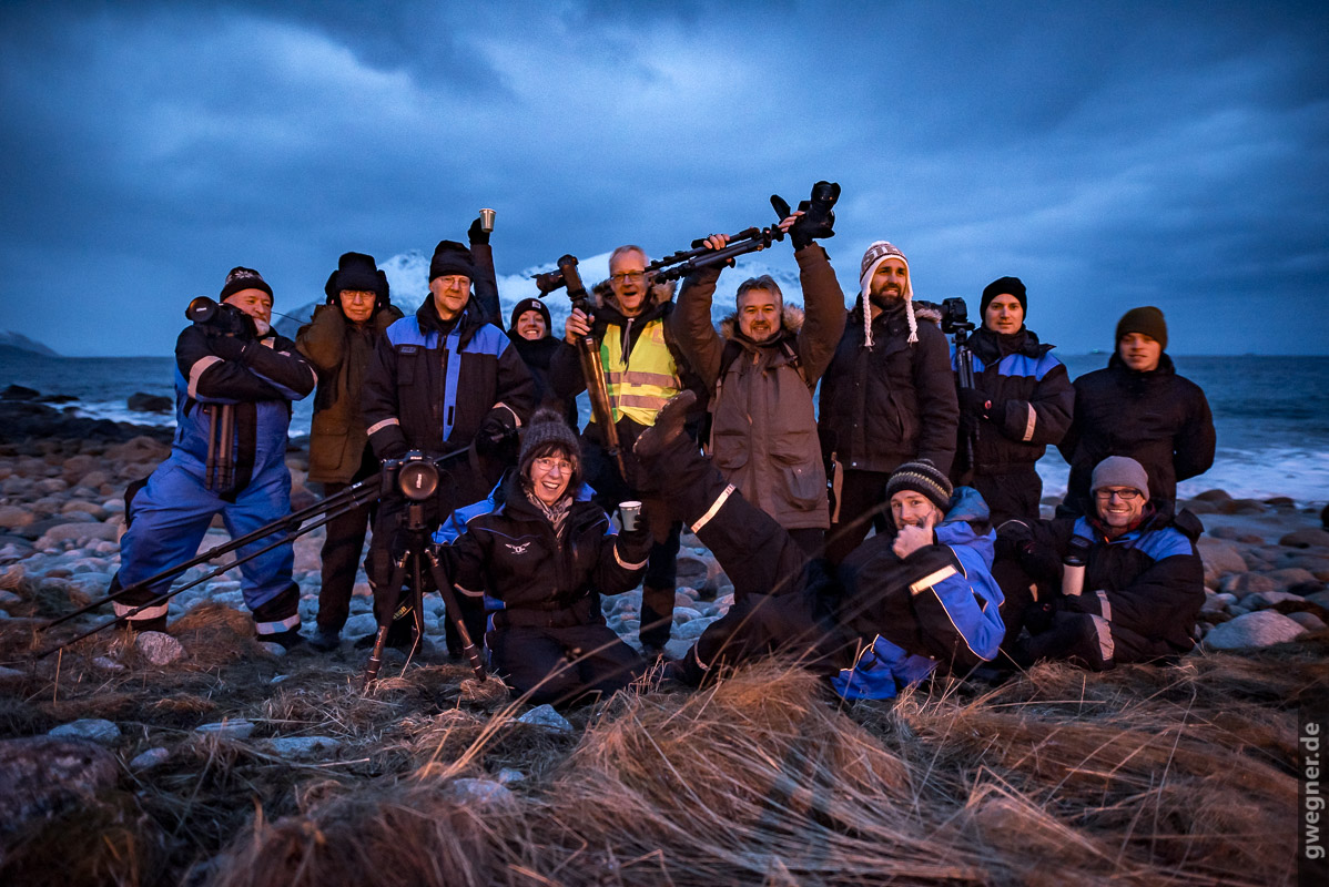 Gruppenfoto Nordnorwegen Blaue Stunde