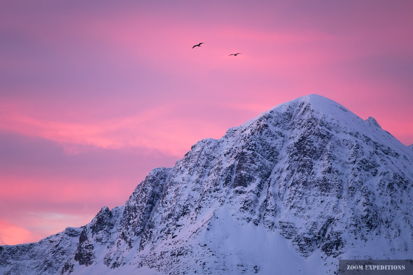 Sunlight on mountainscape Kvaloya