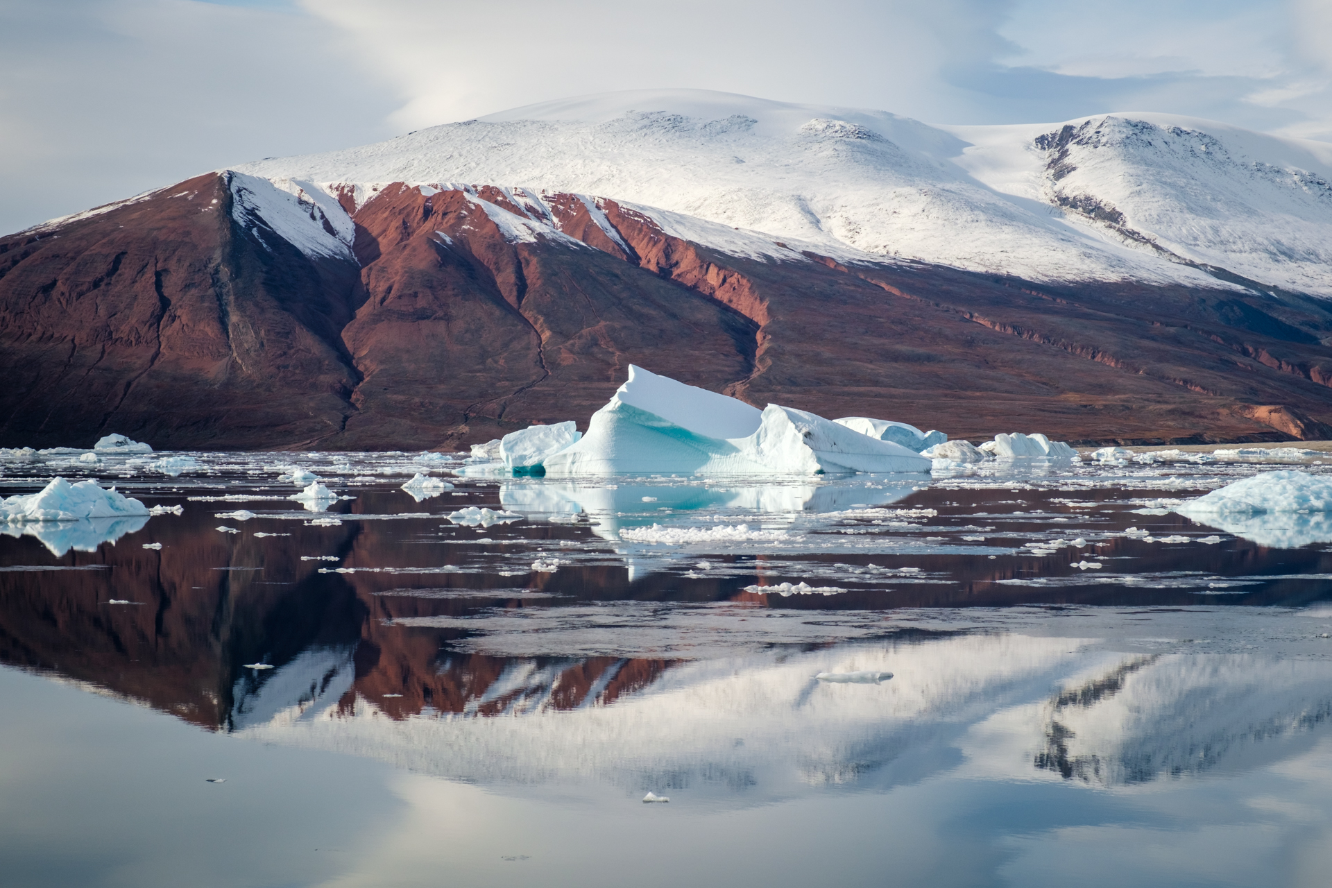 Mountains and icebergs at Rødefjord.