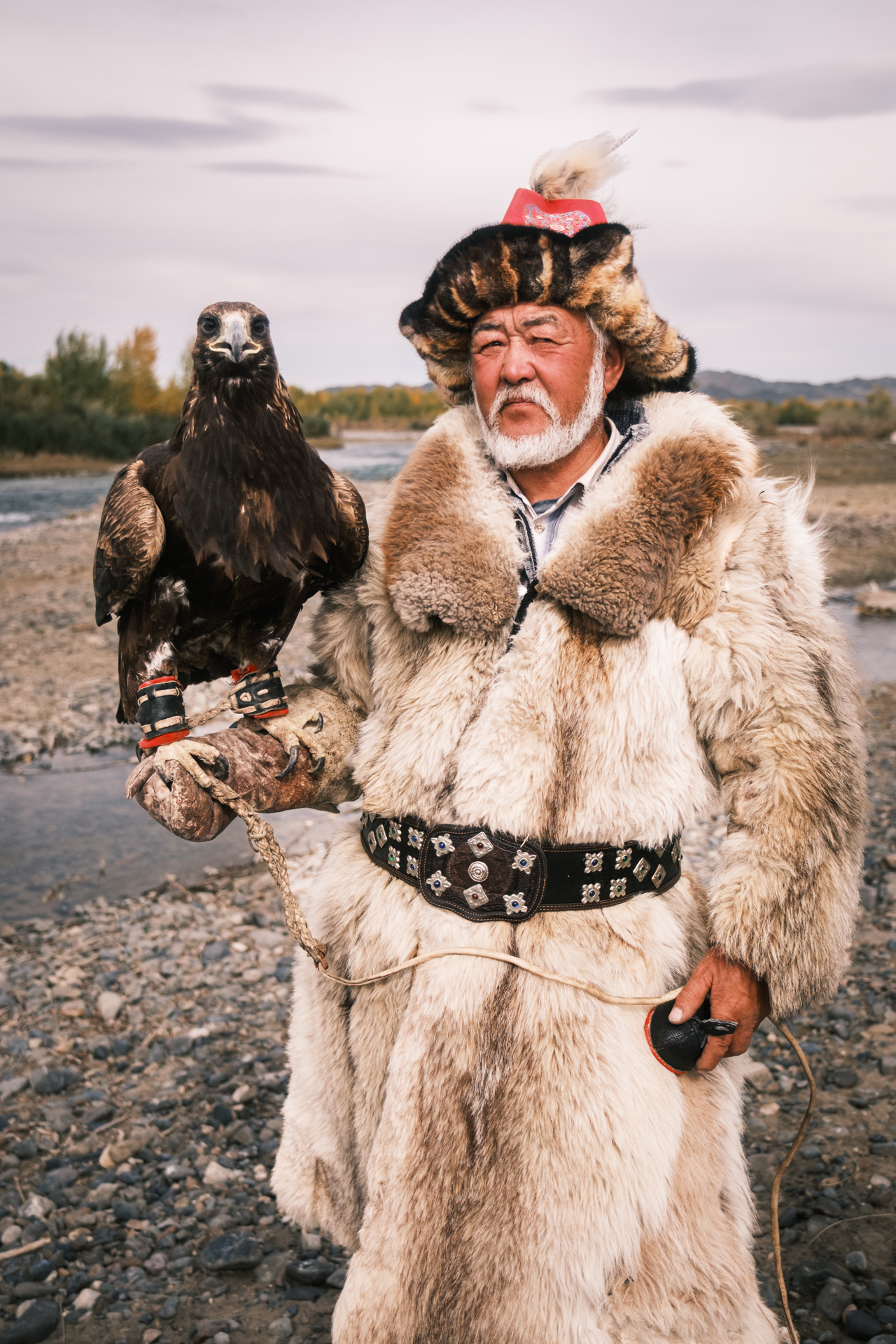 Eagle hunter with his animal.
